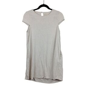 monteau Los‎ Angeles Linen Blend Cap Sleeve Shift Dress Beige Medium